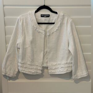 Karl Lagerfeld Women's Fringe-Trimmed short White Blazer